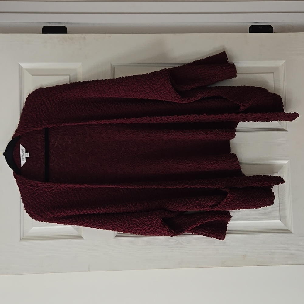 Davi & Dani Burgundy Open-Front Cardigan
